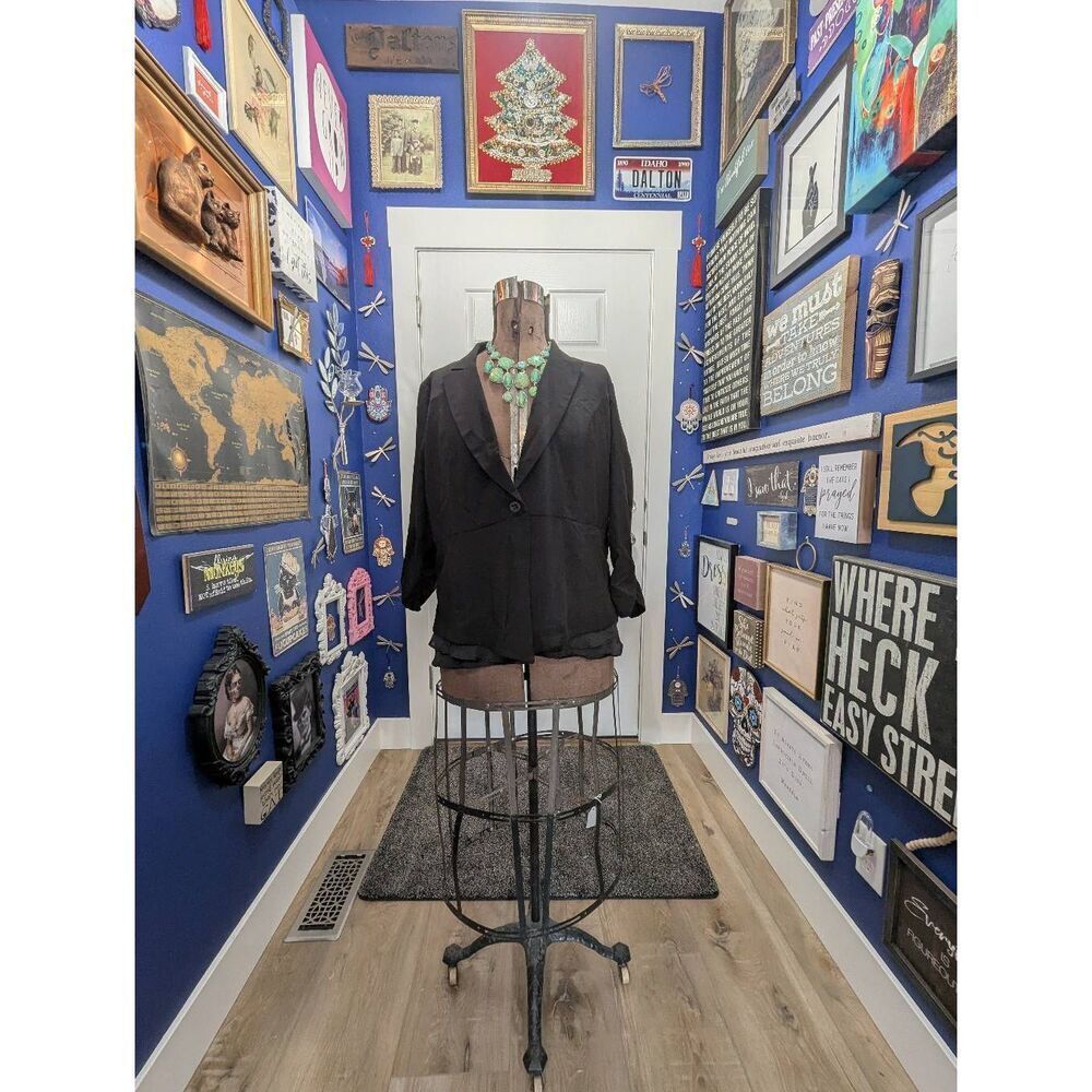 💎2/25 Sz 2XL Vanity 3/4 Sleeve Blazer w/ Ruffle Hem